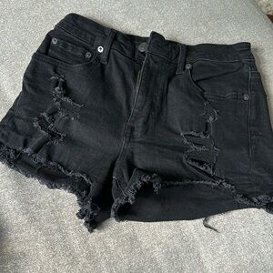 Black denim shorts